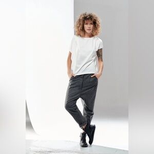 Aryasense LOOSE CROPPED WOOL PANTS in Heather Gray
